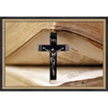 Christian Cross Bible Scripture Framed Mounted Canvas Wall Art Print
