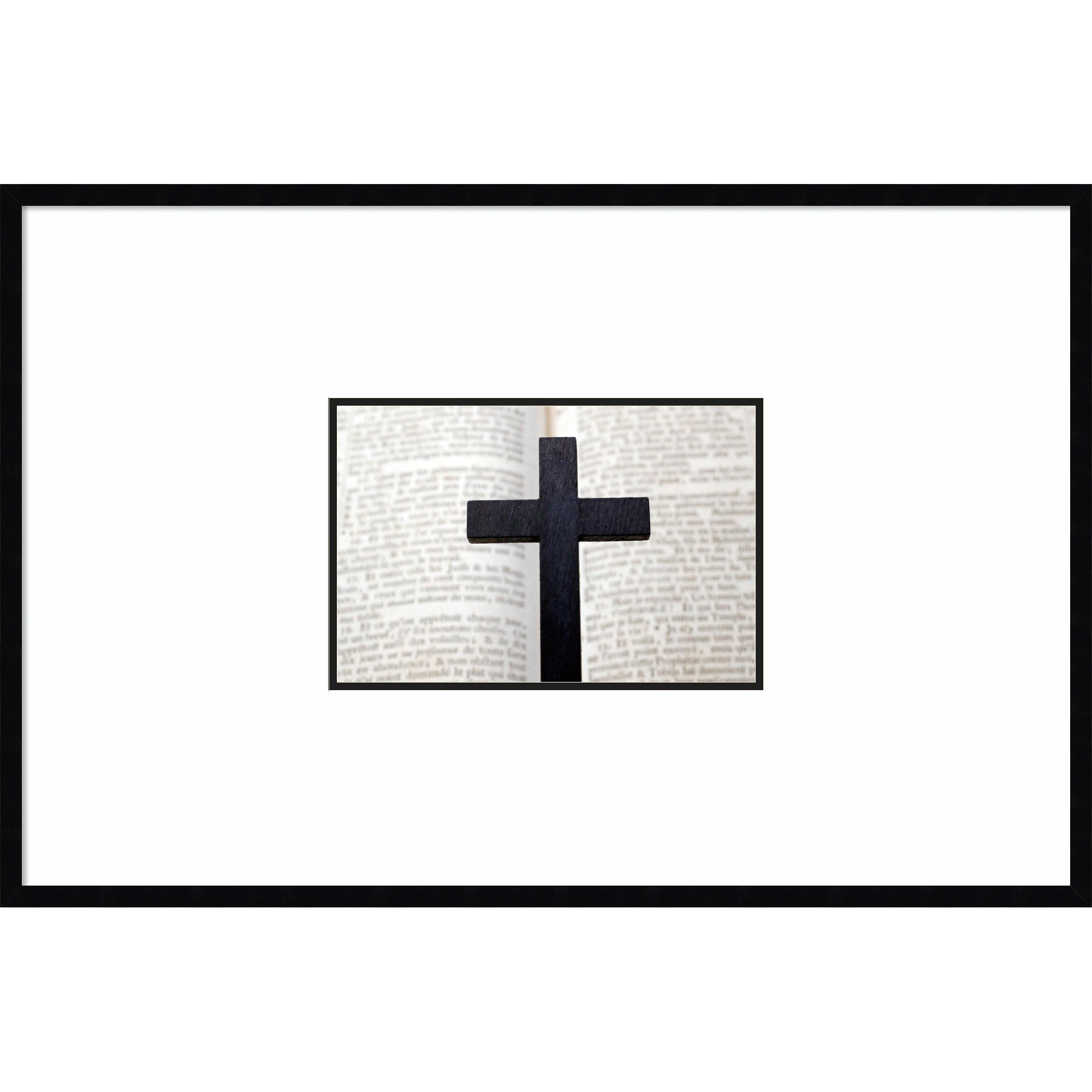 Christian Cross Bible Scripture Wood Framed Wall Art Print