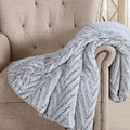 Christian Siriano Grey Chevron Faux Fur 60 Inch X 70 Inch Oversized Filled Throw