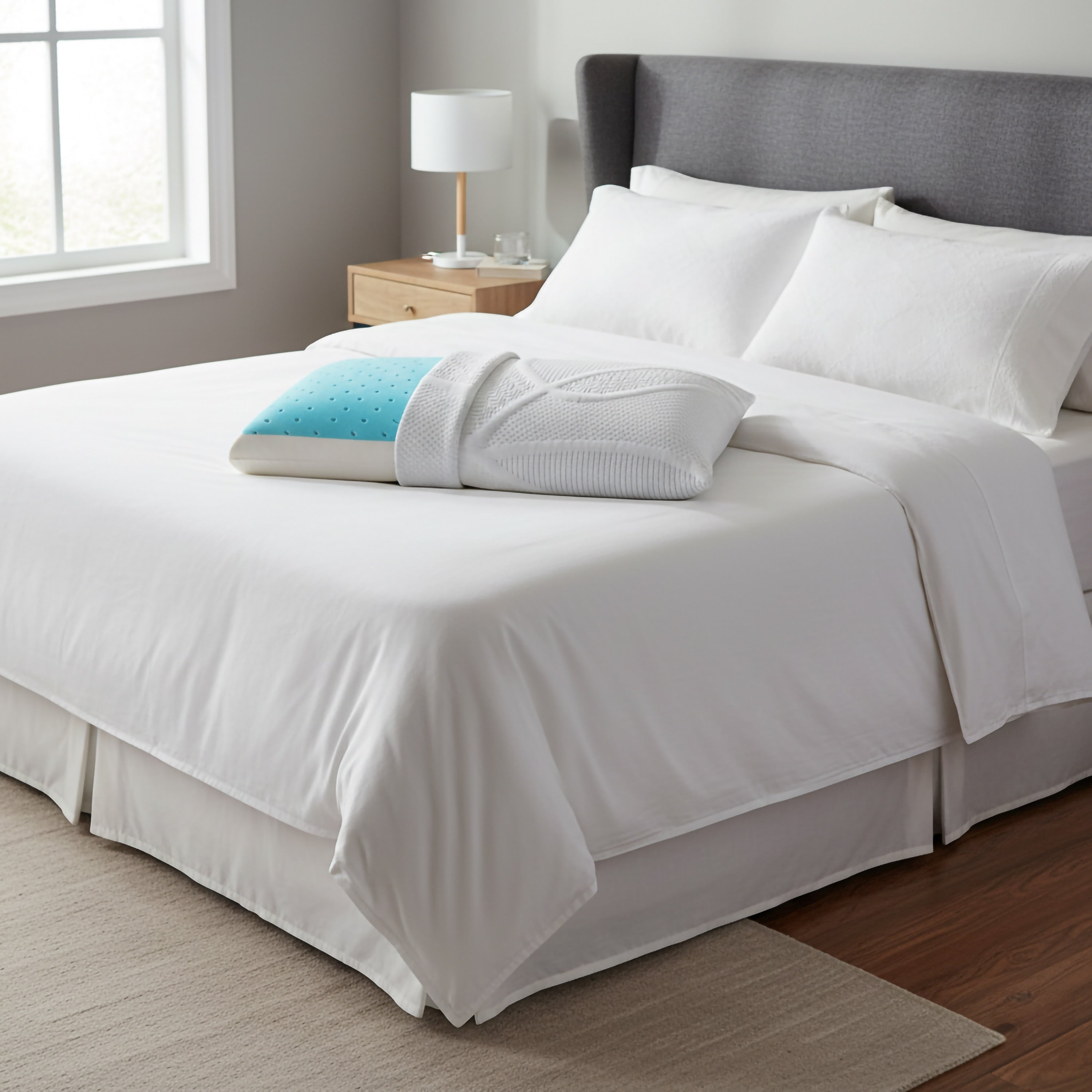 Christies Home Living Cool Comfort Memory Foam And Gel Pillow Blue