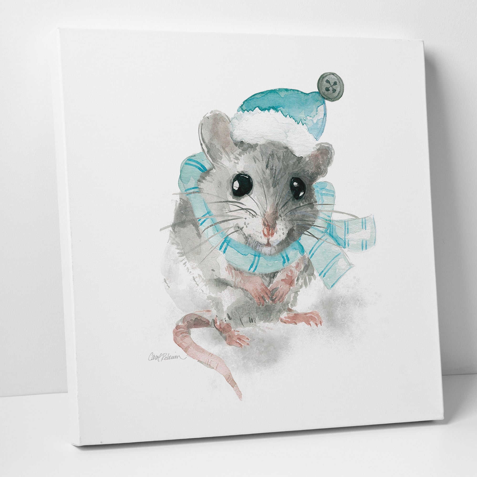 Carol Robinson Christmas Critter Mouse Gallery Wrapped Canvas Wall Art