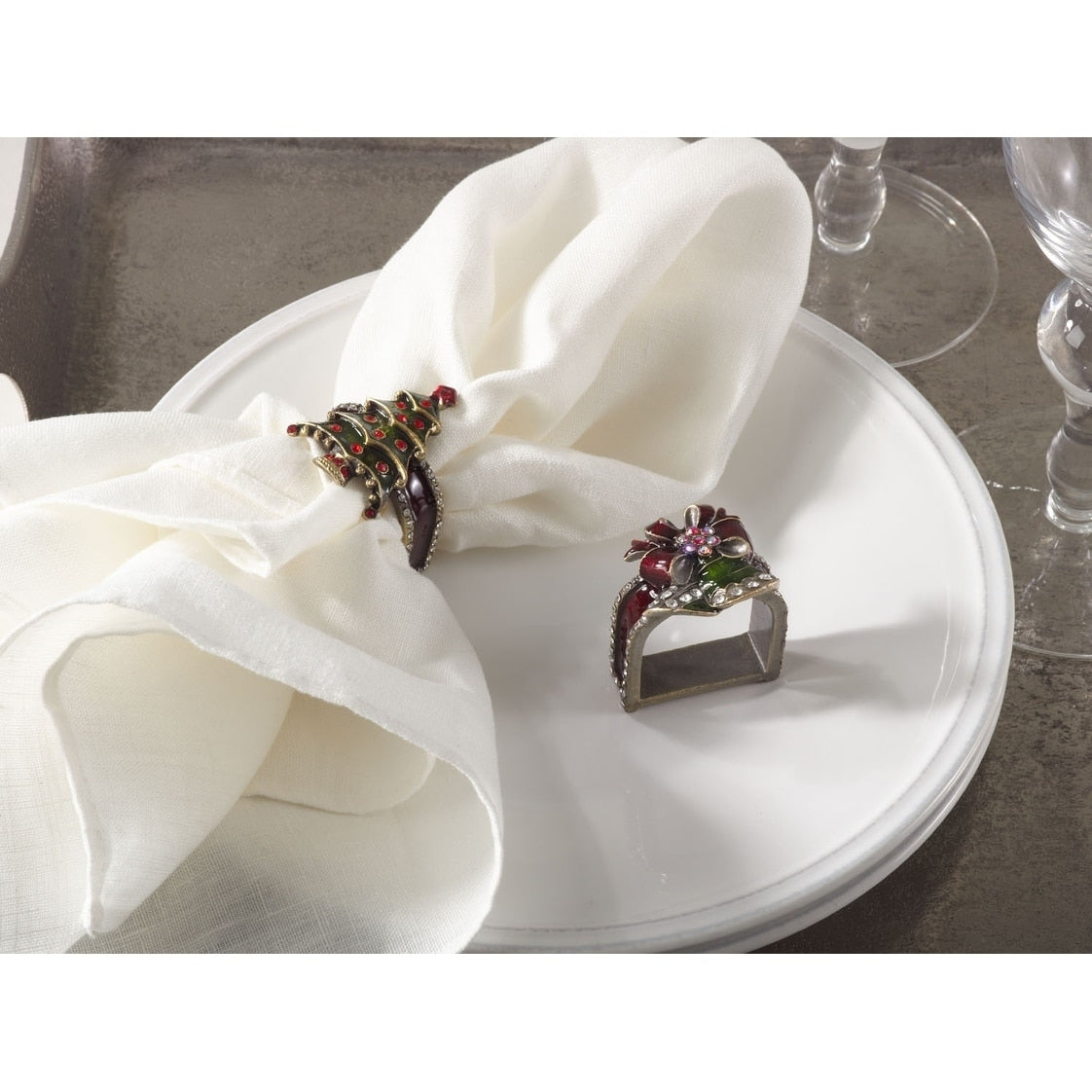 Christmas Design Napkin Ring Set Of 4