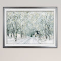 Christmas Lane Premium Framed Print Grey Yellow Blue Green White Black Red