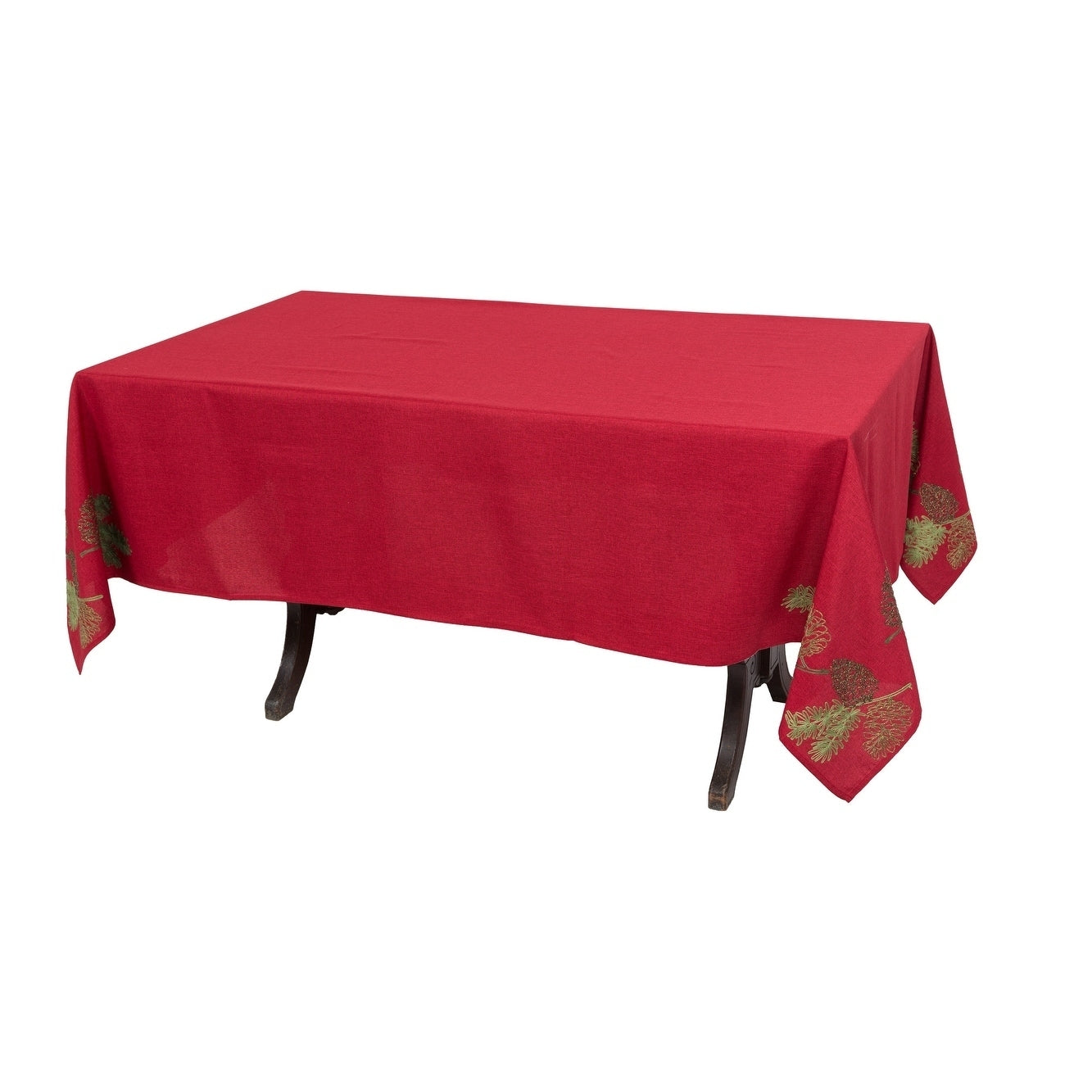 Christmas Pine Tree Branches Embroidered 60 By 84 Inch Tablecloth