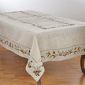 Christmas Tablecloth With Beautiful Pinecone And Holly Print