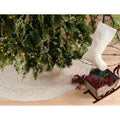 Embroidered Swirl Design Linen Blend Christmas Tree Skirt