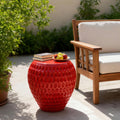 Christopher Knight Home 18.00 Contemporary Concrete Accent Side Table With Strawberry Hexagonal Seed Texture Surface Red