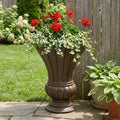 Christopher Knight Home 22.44 H Fluted Pedestal Urn Planter With Weather Resistant Construction And Antique Bronze Finish
