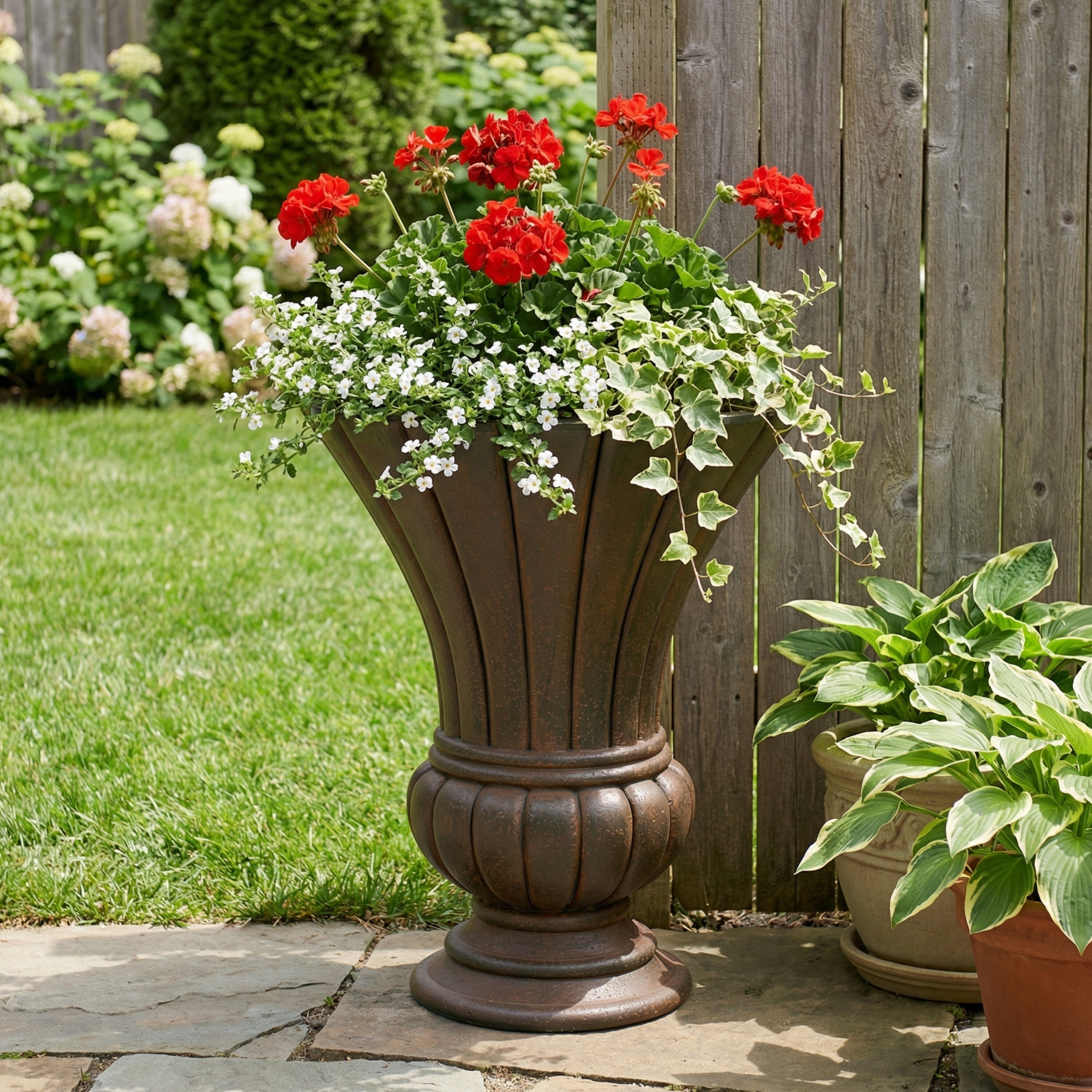 Christopher Knight Home 22.44 H Fluted Pedestal Urn Planter With Weather Resistant Construction And Antique Bronze Finish