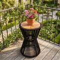 Scott Living Nara 25.8 H Modern Outdoor Acacia Wood And Woven Rope Side Table Tapered Cylindrical Silhouettes Design