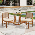 Christopher Knight Home 3 Piece Outdoor Bistro Set Acacia Wood With Teak Finish Wicker Woven Chairs And Cushions Included