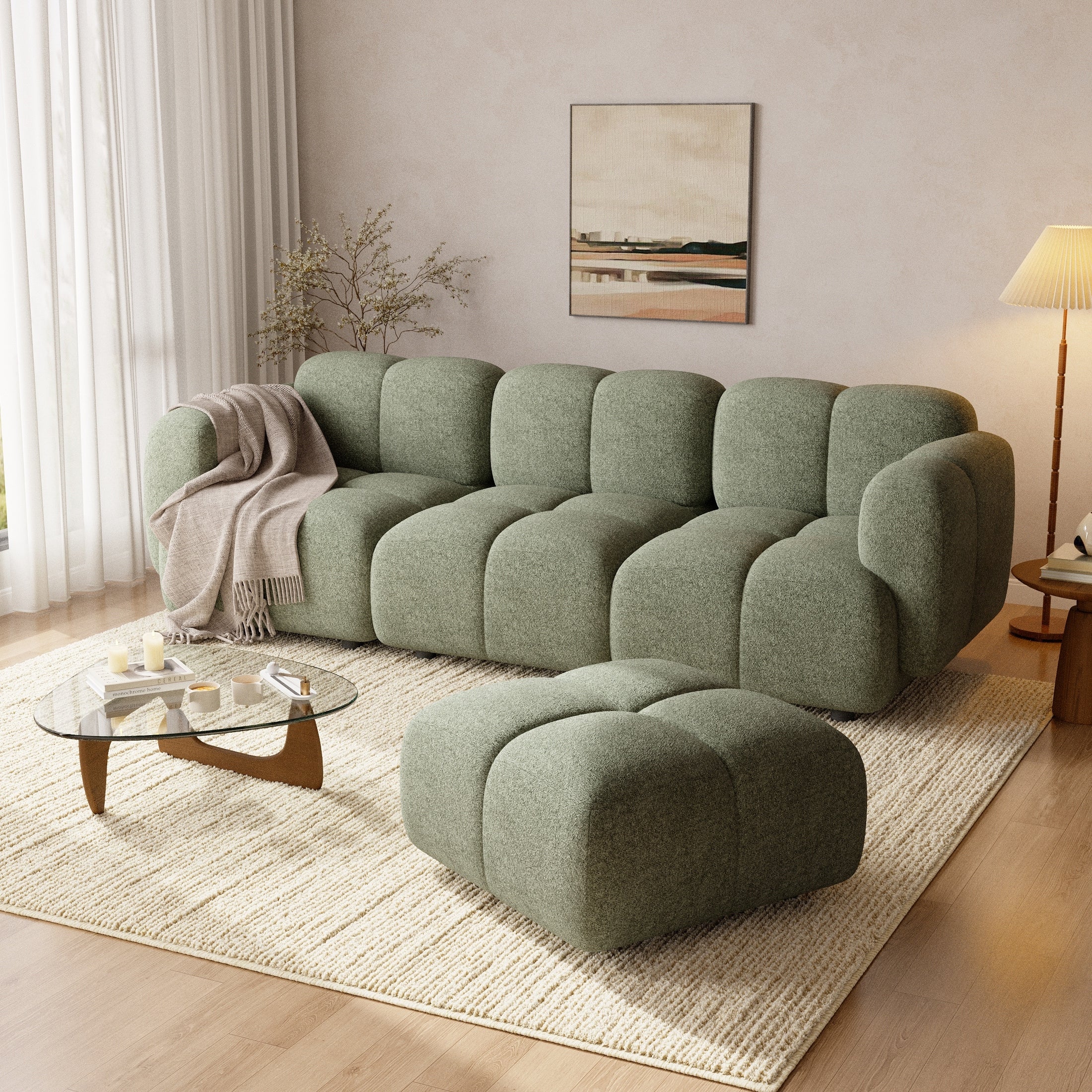 Christopher Knight Home 3 Seater 90.94 L Shaped Upholstered Sectional Sofa With Ottoman
