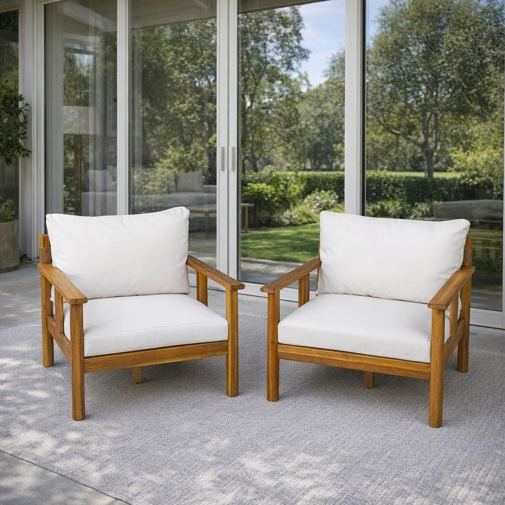 Christopher Knight Home 33.75 Acacia Wood Outdoor Patio Club Chair Set Of 2