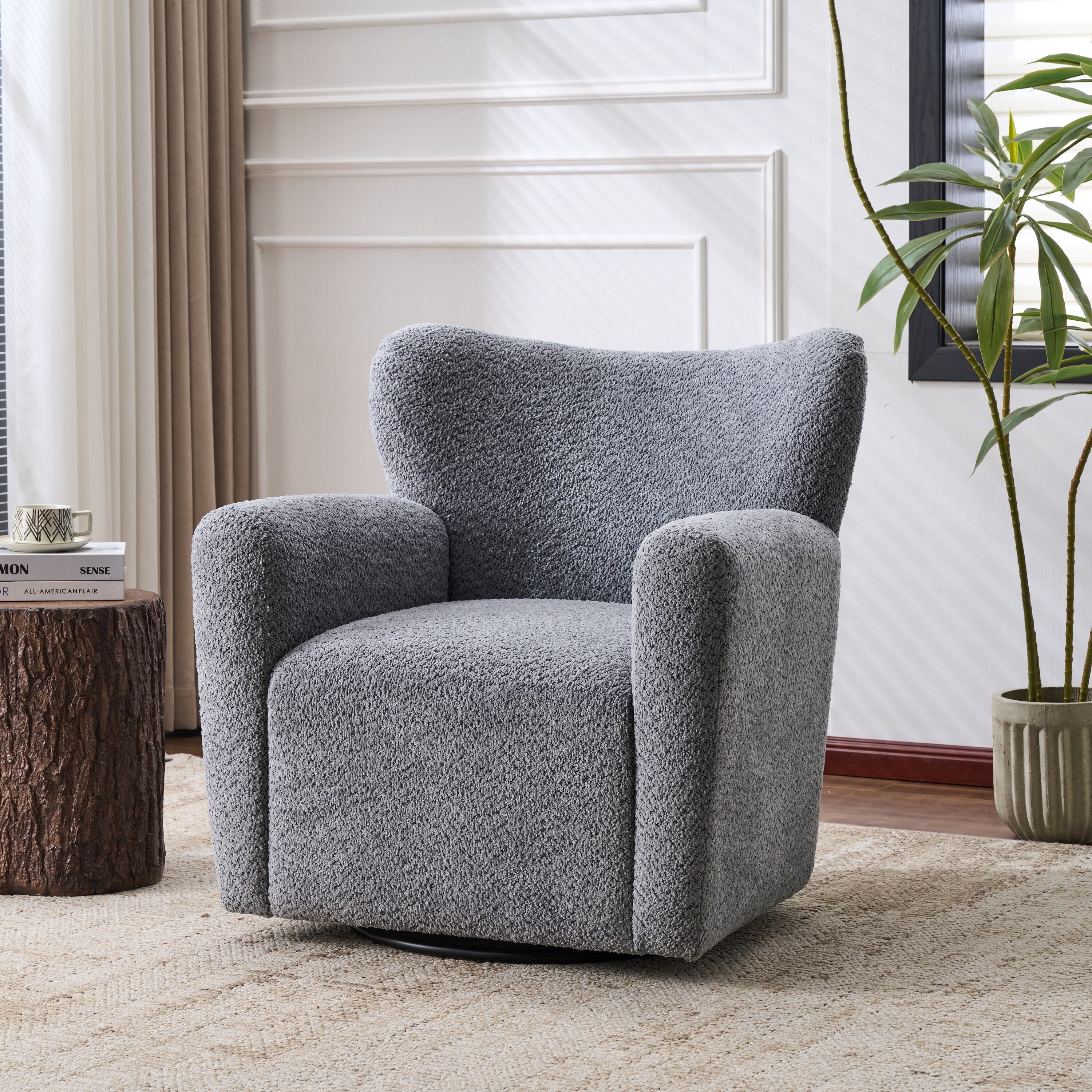 Christopher Knight Home 360 Swivel Boucl Wingback Accent Chair