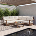 Christopher Knight Home 4 Piece Acacia Wood Outdoor Patio Conversation Set With Cushions And Slatted Coffee Table