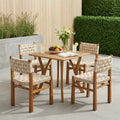 Christopher Knight Home 5 Piece Dining Set With Acacia Wood Frame Light Grey Wicker Weave Chairs And Square Table
