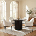 Christopher Knight Home 5 Piece Dining Set With Hammered Iron Upholstered Dining Armchair 47.25 Round Pedestal Dining Table