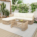 Christopher Knight Home 5 Piece Modular Pe Rattan Patio Conversation Set With Glass Top Coffee Table And Cushions