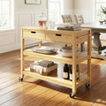 Christopher Knight Home 50 W Bamboo Outdoor Rolling Bar Cart With Drawers Shelves