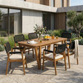 Christopher Knight Home 7 Piece Acacia Wood Outdoor Dining Set With Rectangle Dining Table Rope Woven Dining Chairs
