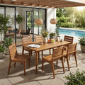 Christopher Knight Home 7 Piece Acacia Wood Outdoor Dining Table Set With Slatted Dining Chairs
