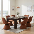 Christopher Knight Home 7 Piece Fluted Wood Top Dining Set With Dining Table And Upholstered Oversized Dining Chairs
