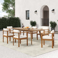 Christopher Knight Home 7 Piece Outdoor Acacia Wood Dining Set With Curved Arm Chairs 71 Expandable Dining Table