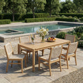 Christopher Knight Home 7 Piece Outdoor Acacia Wood Rectangle Dining Set With Solid Wood Table And Wicker Chairs