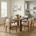 Christopher Knight Home 7 Piece Rustic Farmhouse Dining Set With Solid Wood Oval Dining Table And Upholstered Chairs