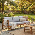 Christopher Knight Home 76.38 W Outdoor Teak Finish Solid Wood 3 Seater Sofa With Cushions