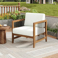 Christopher Knight Home Acacia Wood Outdoor Armchair With Rope Accent Water Resistant Cushion