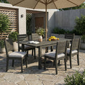 Christopher Knight Home Acacia Wood Outdoor Garden Dining Set With Cushioned Chairs Umbrella Hole