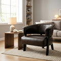 Christopher Knight Home Adrian Wingback Accent Chair Faux Leather Upholstered Solid Wood Legs Ergonomic Wrap Around Design