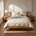 Christopher Knight Home Aislora Modern 3 Piece Bedroom Set Upholstered Wood Platform Bed And Two Nightstands With 2 Drawers