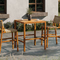 Christopher Knight Home Alder Outdoor Solid Acacia Wood Bar Height Dining Table With Slatted Draining Top