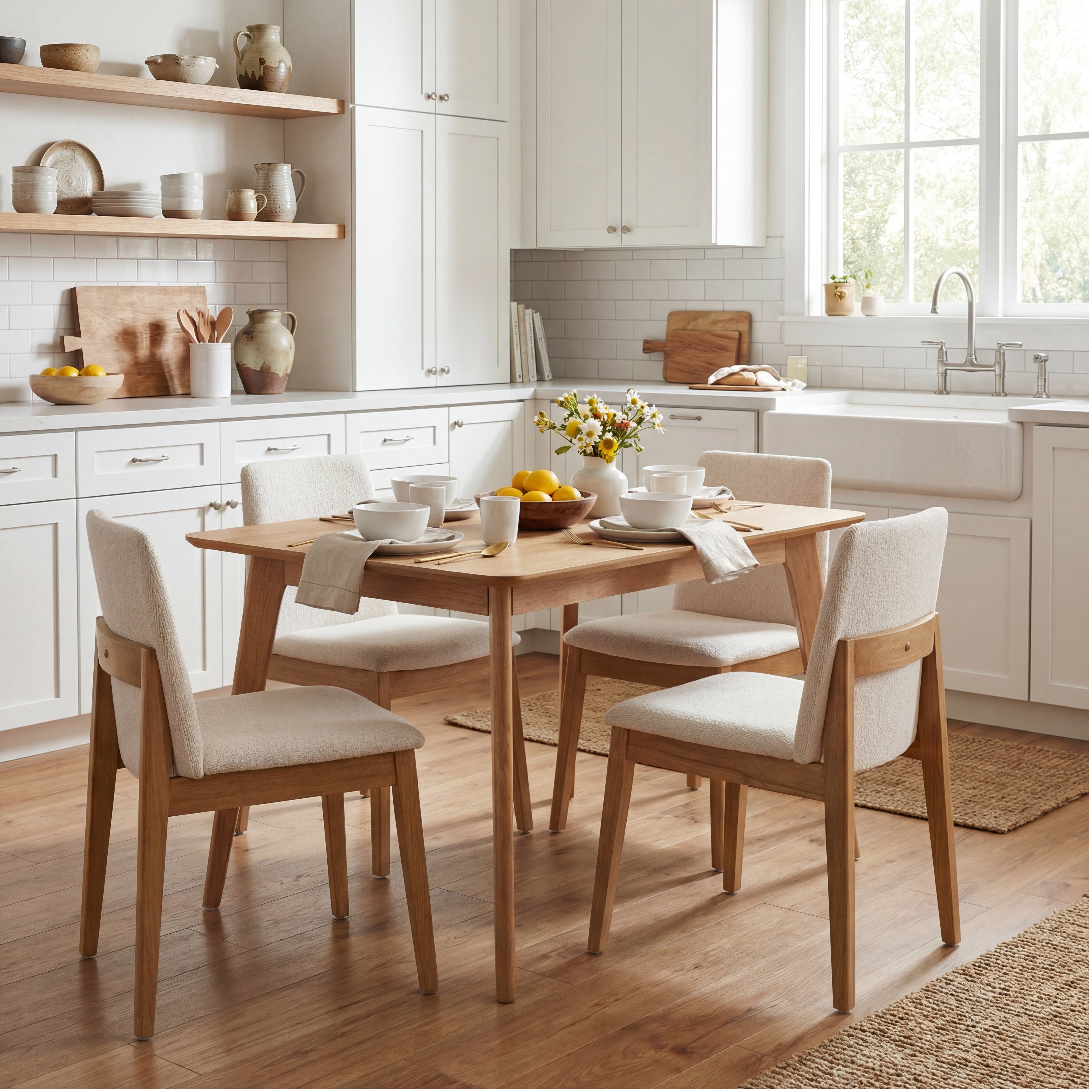 Christopher Knight Home Aldercrest Mid Century 5 Piece Dining Set With Wood Upholstered Chairs