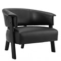 Christopher Knight Home Alderton Modern Accent Chair Faux Leather Upholstered With Wrap Around Back Solid Wood Legs