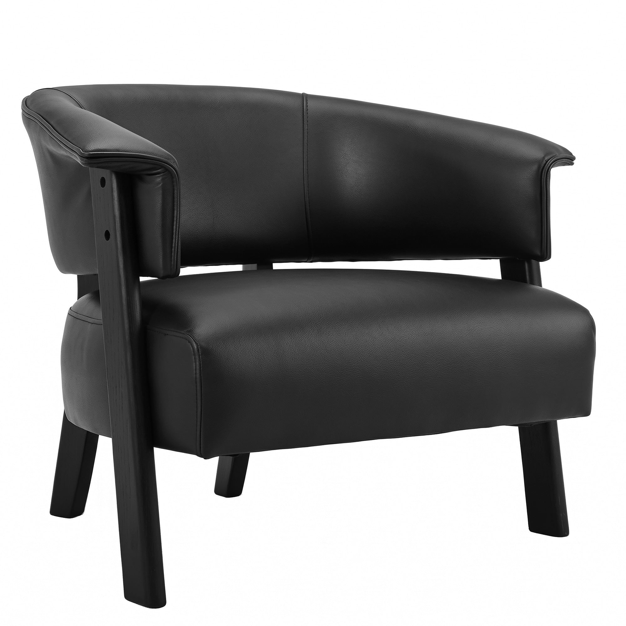 Christopher Knight Home Alderton Modern Accent Chair Faux Leather Upholstered With Wrap Around Back Solid Wood Legs