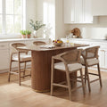 Christopher Knight Home Alma Mid Century 5 Piece Dining Set With Rattan Back Counter Stools 63.00 Pedestal Counter Table
