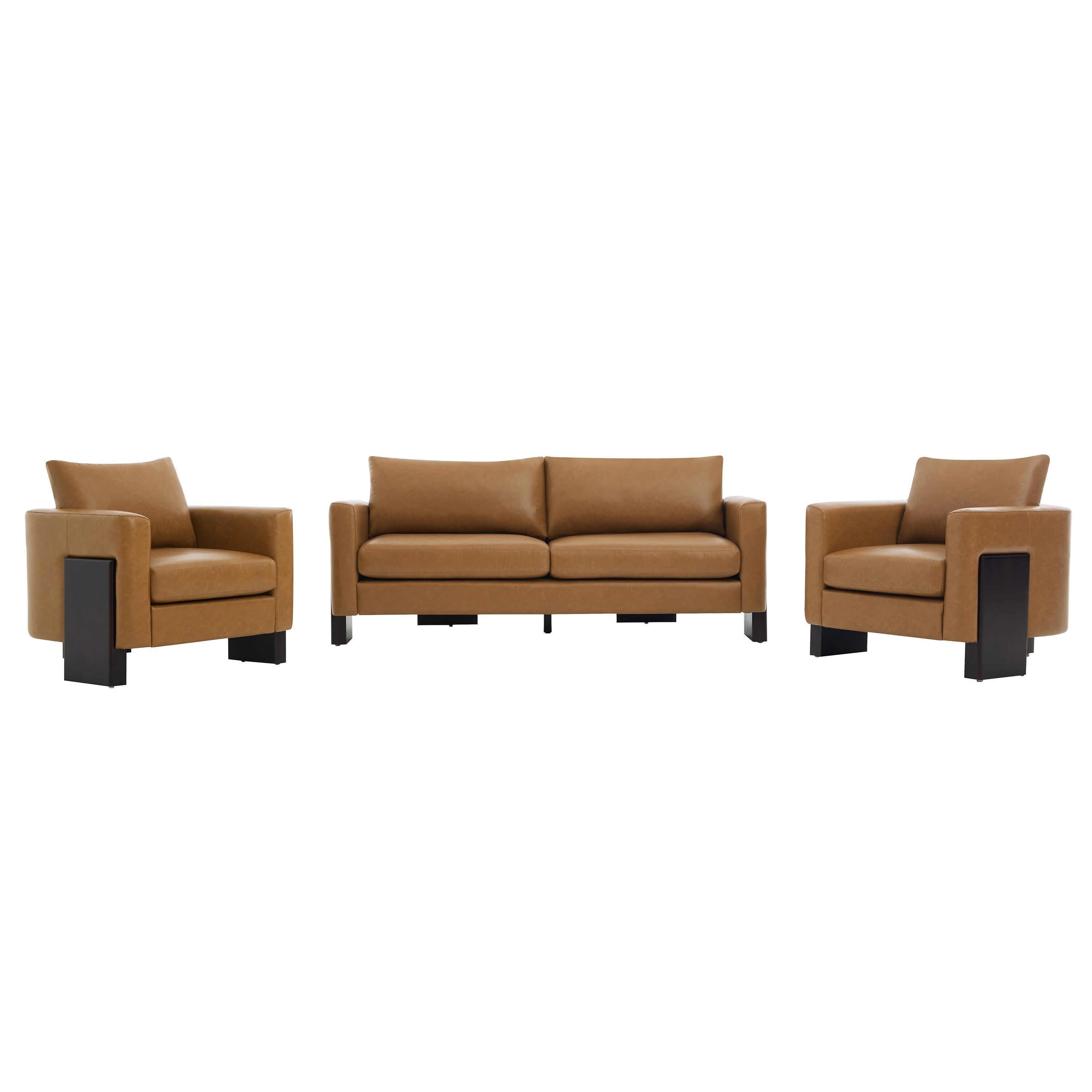 Christopher Knight Home American Modern Upholstered Sofa Set With Rubberwood Legs 3 Seater Sofa And 2 Accent Chairs