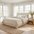 Christopher Knight Home Arden Upholstered Bed Frame In Chenille Fabric With Wooden Base And Quick Assembly