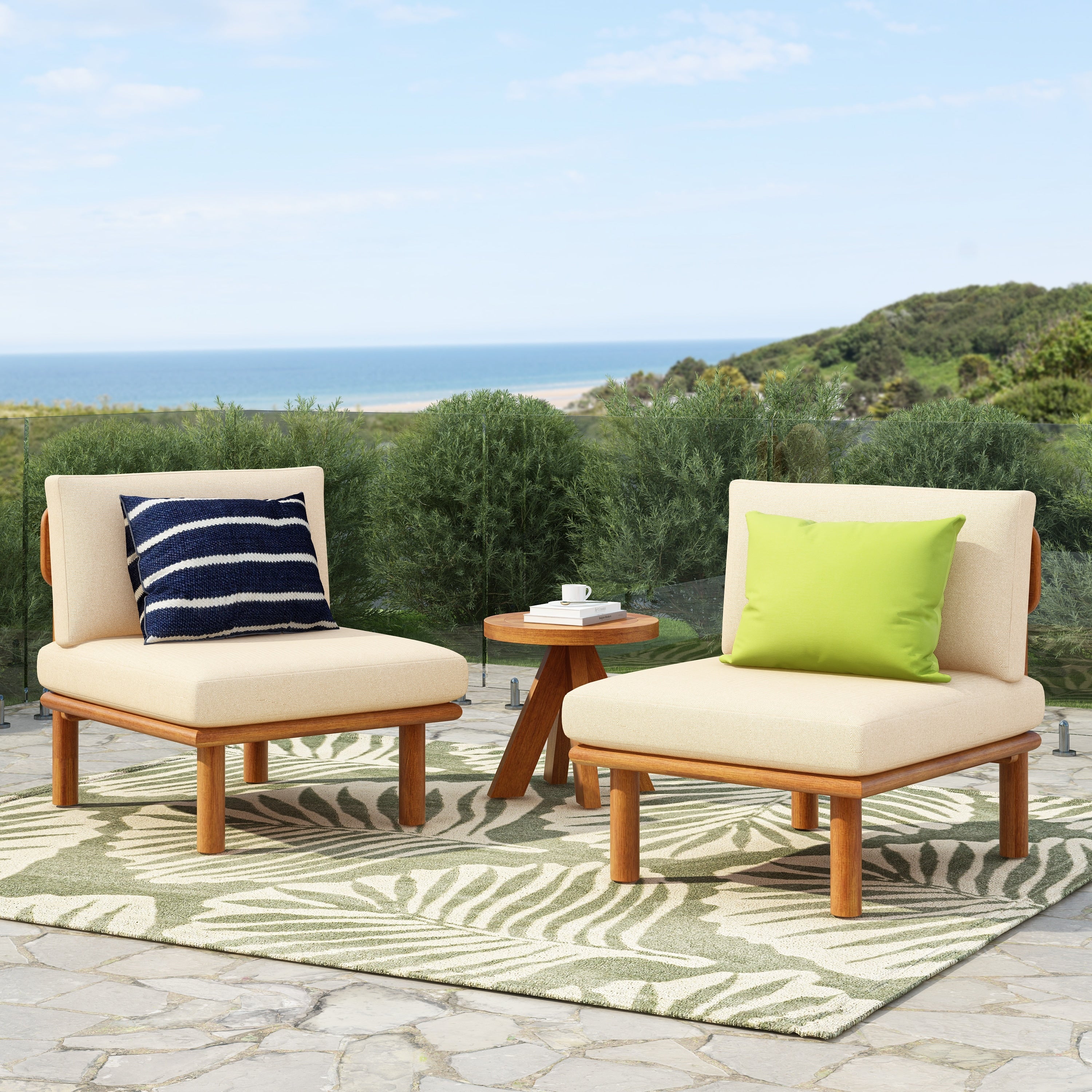 Christopher Knight Home Ardeno Outdoor Acacia Wood Patio Chair With Cushions And Water Repellent Fabric Set Of 2 25.98