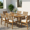 Christopher Knight Home Arly Outdoor Acacia Wood Dining Set With Woven Wicker Chairs 70 Oval Dining Table