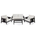 Christopher Knight Home Arno Mid Century Modern Outdoor Acacia Wood Sofa Seating Set With Cushions And Coffee Table