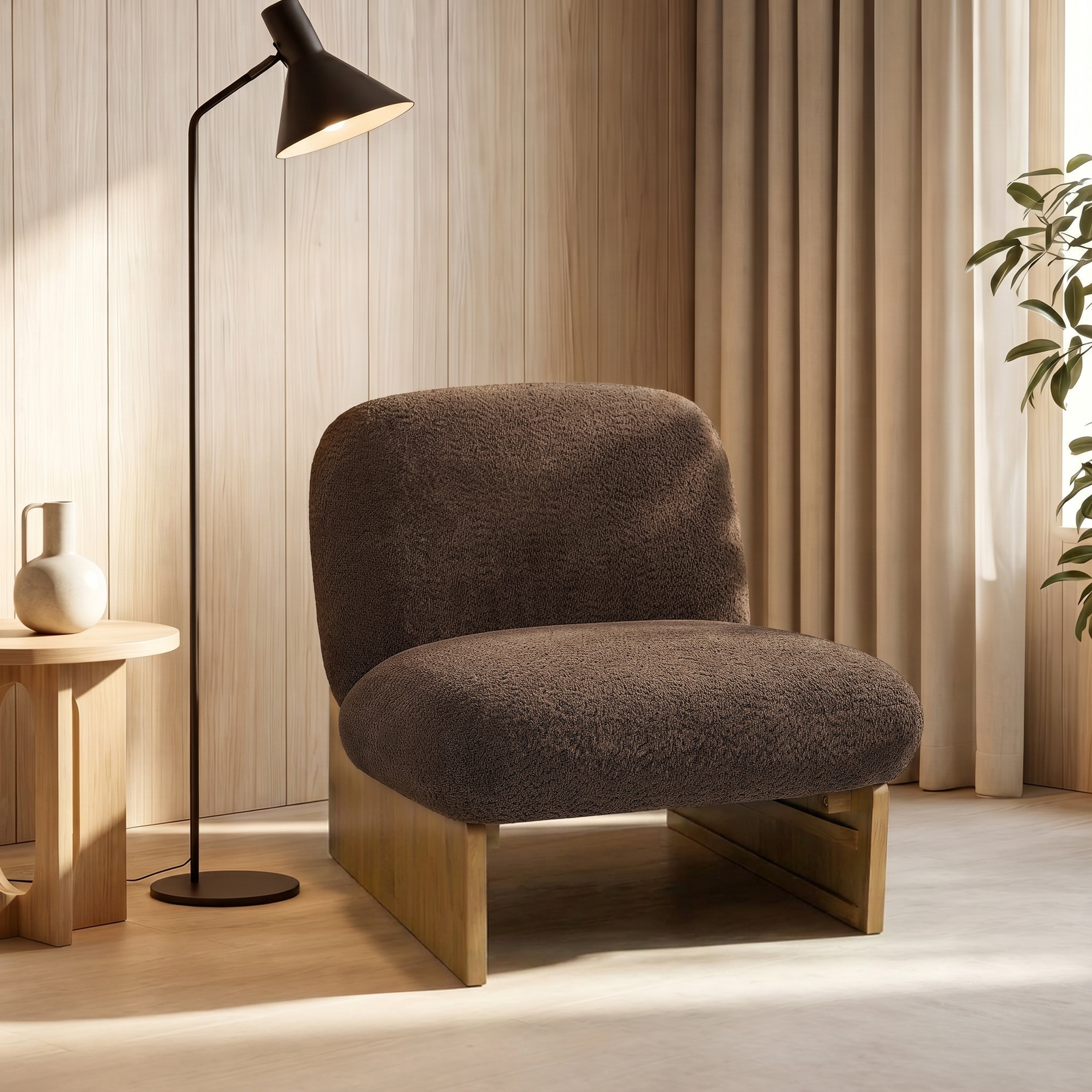 Christopher Knight Home Arnold Modern Mid Century Armless Accent Chair Soft Upholstered Seating With Wooden Legs