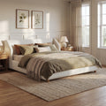 Christopher Knight Home Arvilla Modern Boucle Upholstered Low Profile Platform Bed With Wingback Headboard Wooden Slats