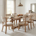 Christopher Knight Home Ashford 7 Piece Dining Set With Wood Top Dining Table And Beige Upholstered Dining Chairs