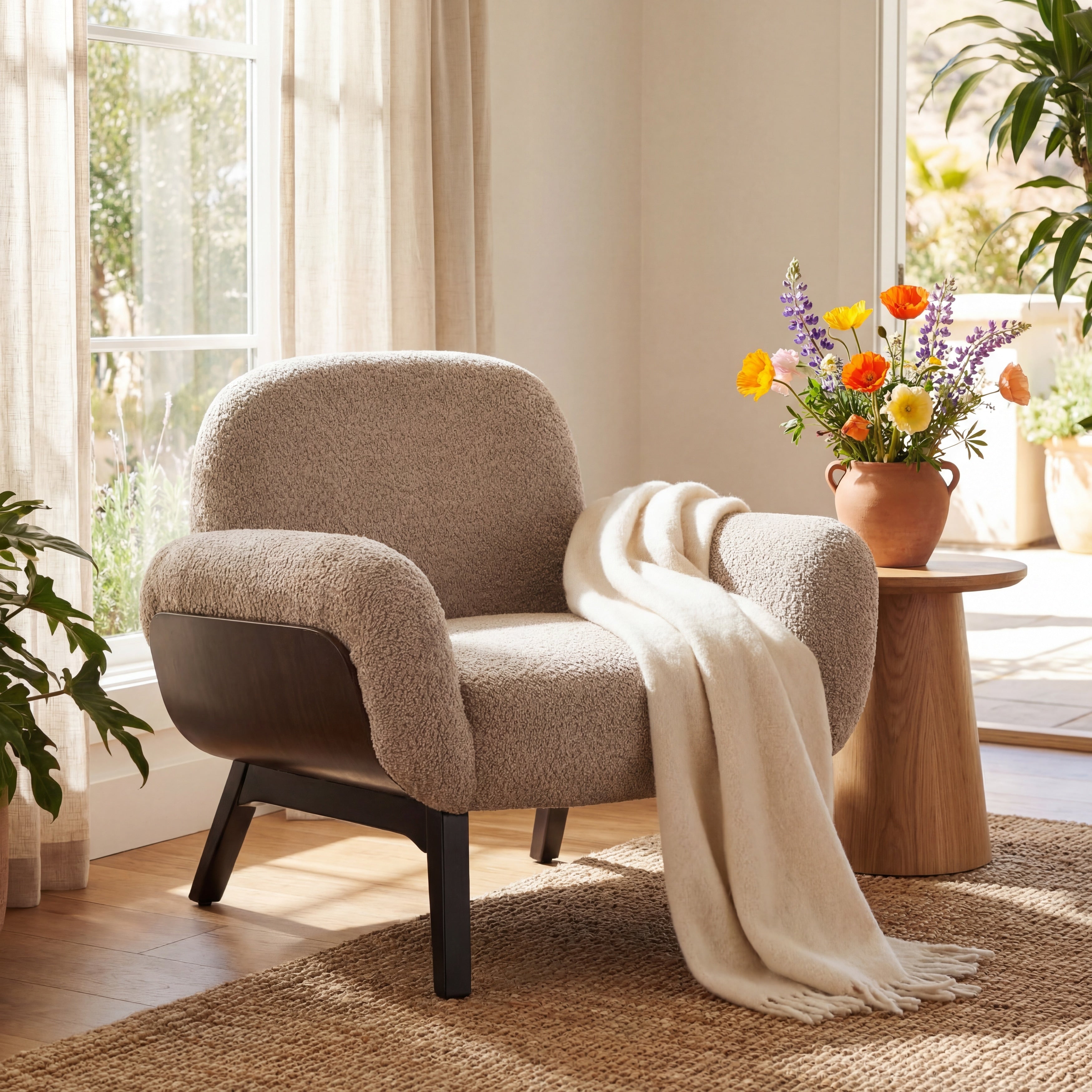 Christopher Knight Home Audrey Fabric Upholstered Accent Armchair With Solid Wood Frame Ergonomic Wrap Around Backrest