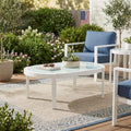 Christopher Knight Home Aurelia Modern Aluminum Outdoor Oval Coffee Table With Tempered Glass Top