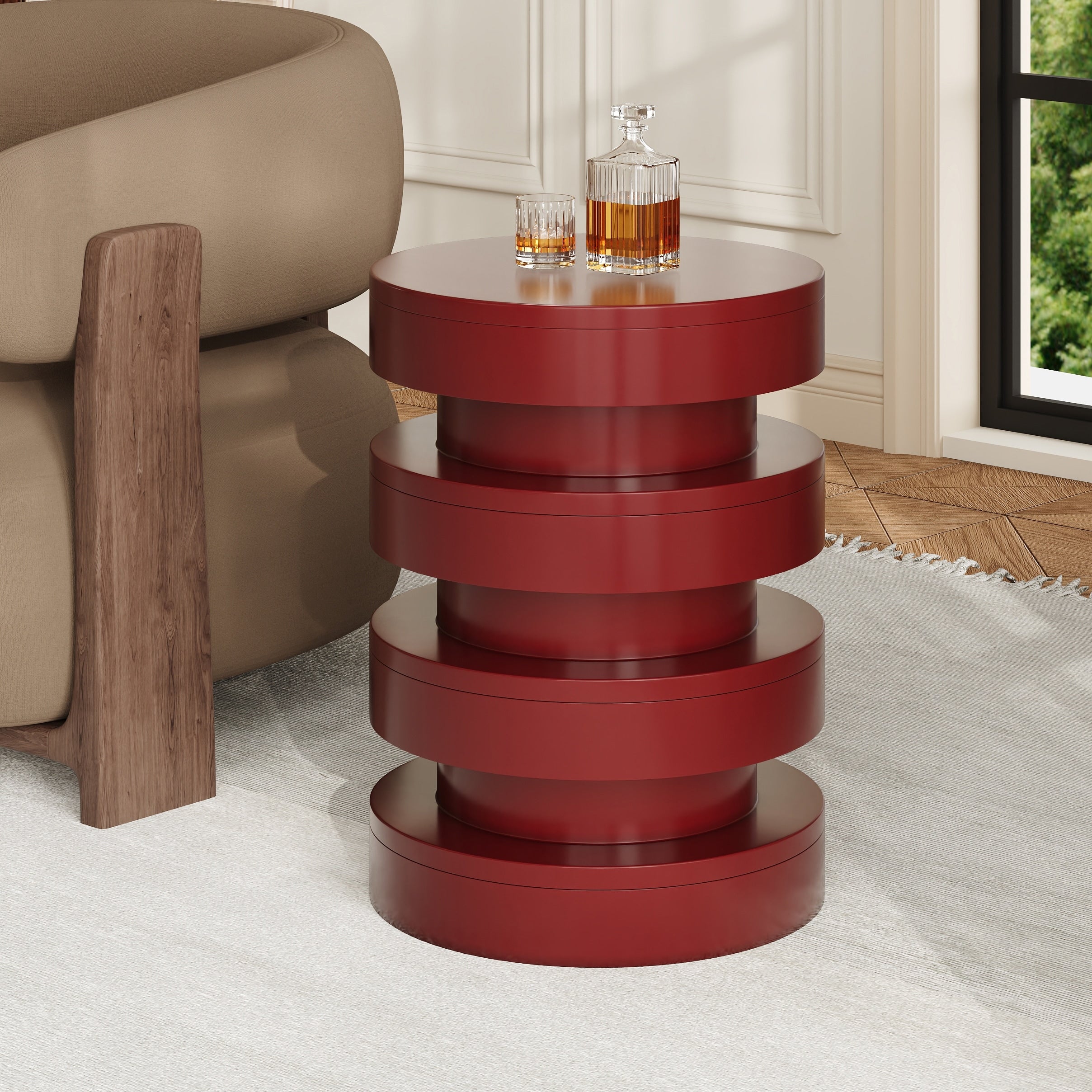 Christopher Knight Home Aurex Modern Outdoor Mgo Side Table With 3 Tier Sculptural Design